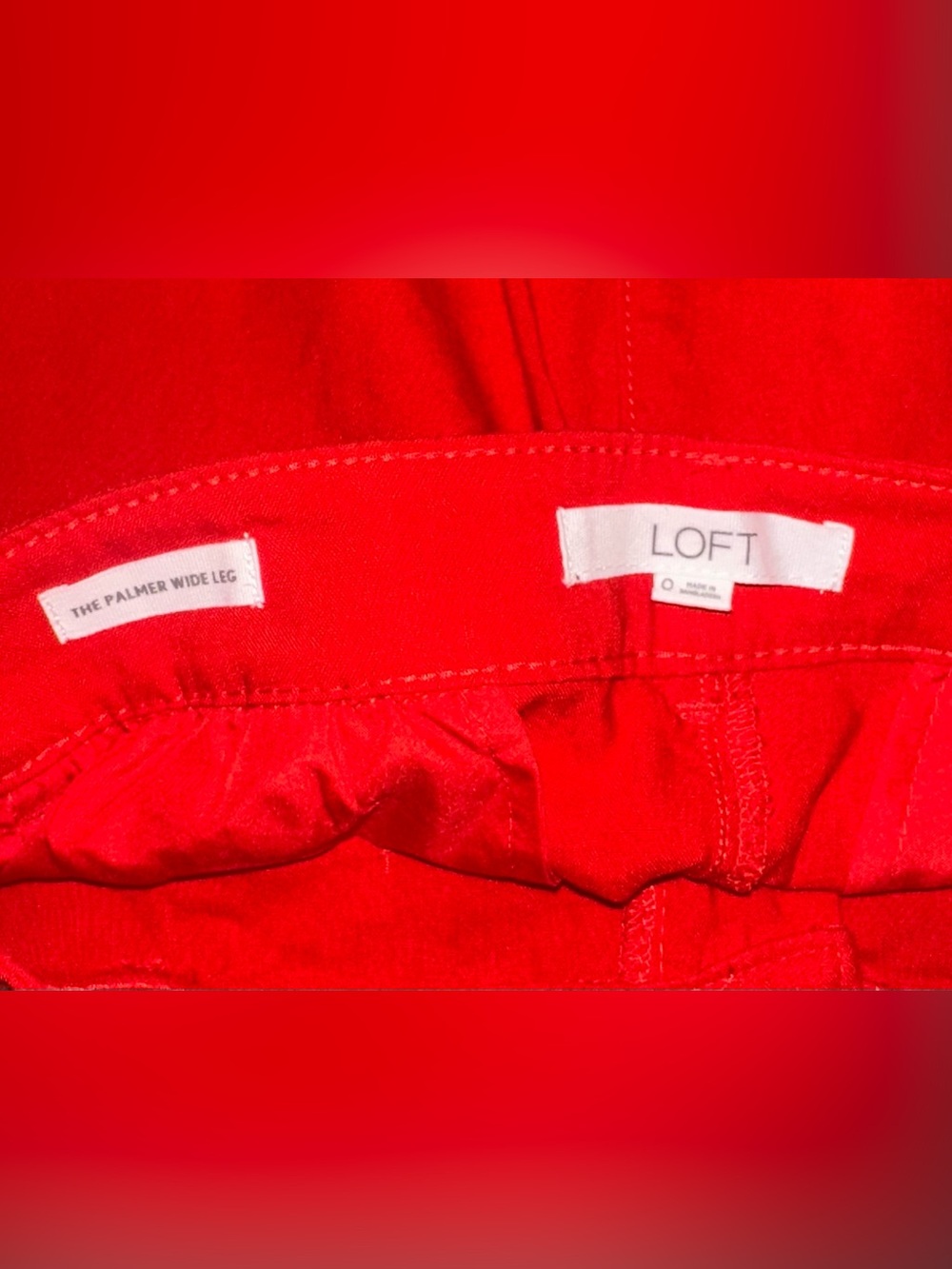 LOFT Palmer Wide Leg Crop Pants in Linen Blend in Red - Picture 7 of 8